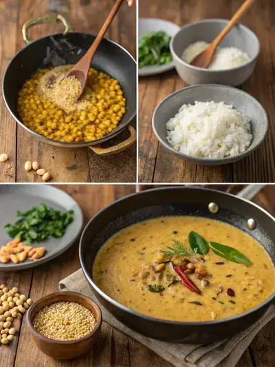 Step-by-step preparation of choru recipe, showcasing each cooking stage from heating oil to serving the final dish.